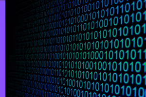 blue coding 010101 repeated on a black background 