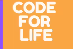 orange background with the words code for life in white