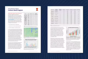 pages of program report on blue background