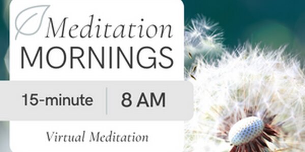 Meditation Mornings promotional flyer with white dandelion