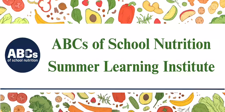 scattered fruits and veggies with text reading "Summer learning 