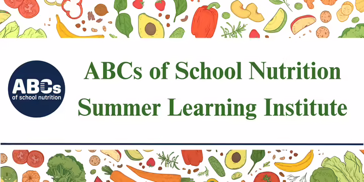 scattered fruits and veggies with text reading "Summer learning institute, Highland Community College Thursday, August 7th"