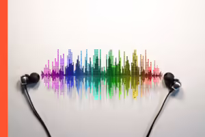 sound wave in between two ear buds