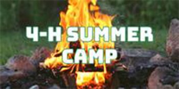 Campfire with text, 4-H Summer Camp