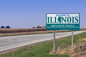 Welcome to Illinois sign on rural highway