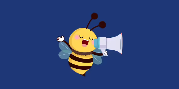 A bee holding a speaker.