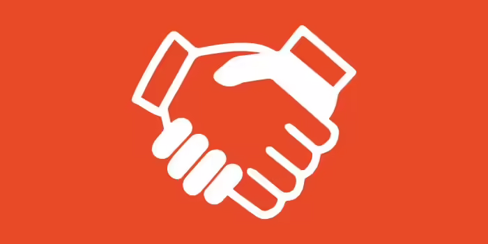 orange background white handshake
