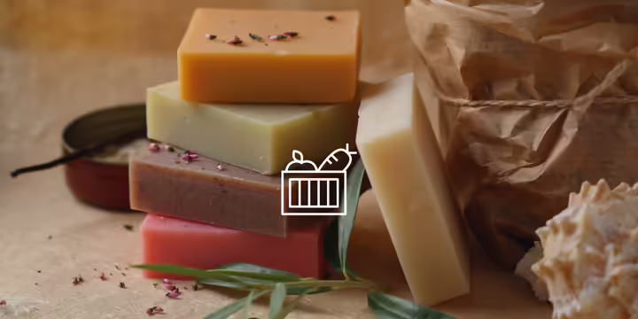 A stack of homemade soap of varying fall colors.