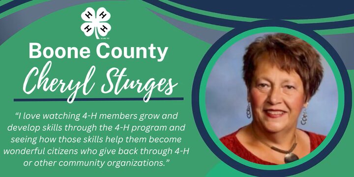 4-H logo photo of woman text Boone County 4-H Hall of Fame