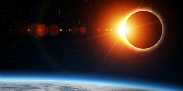 Solar Eclipse in view from space.