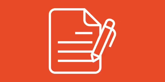 orange background with white pen and lined paper