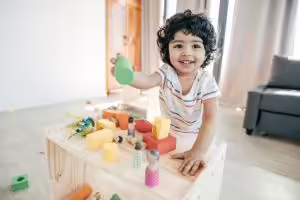 Toddler playing with blocks