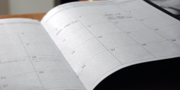 A planner open on a table