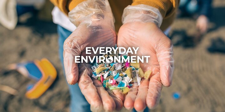 hands with gloves on holding plastic pieces text everyday environment