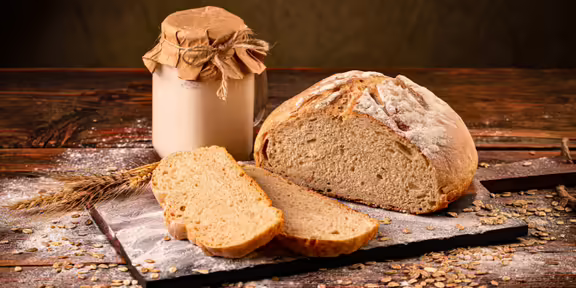 Sourdough loaf and starter