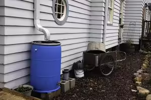 rain barrel under spot
