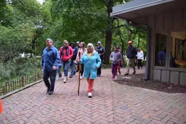 a group of people walking