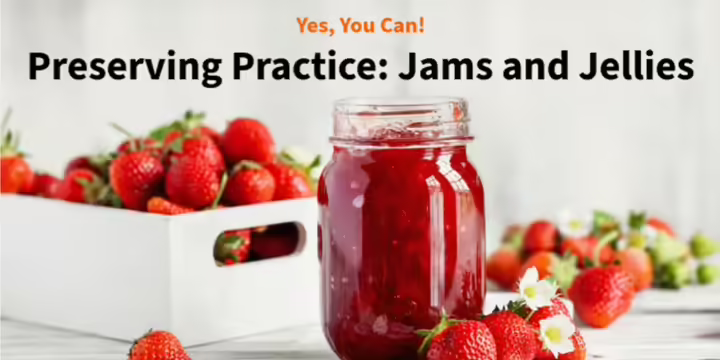 Fresh strawberries and a jar of strawberry jam