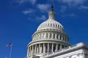 Court building with flag