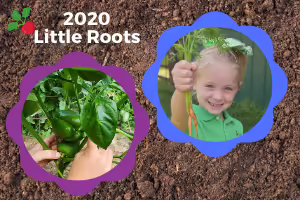 Photo of youth with garden vegetables, link to video