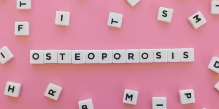 Osteoporosis spelled out with letter tiles