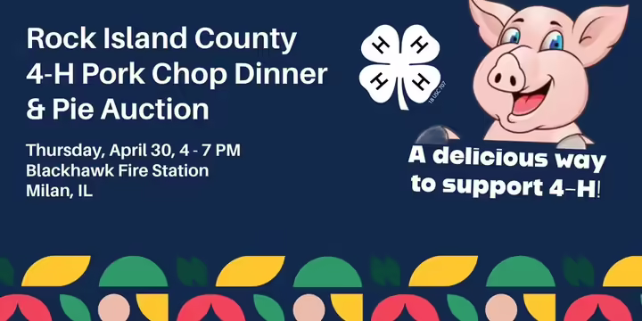 Cartoon pig and 4-H Clover