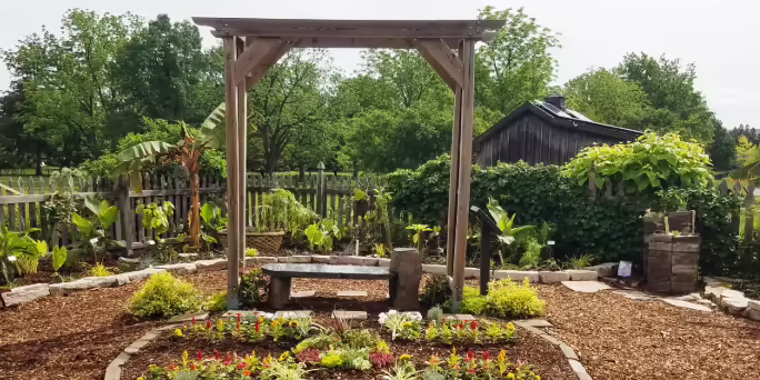 garden bench for photo opportunities