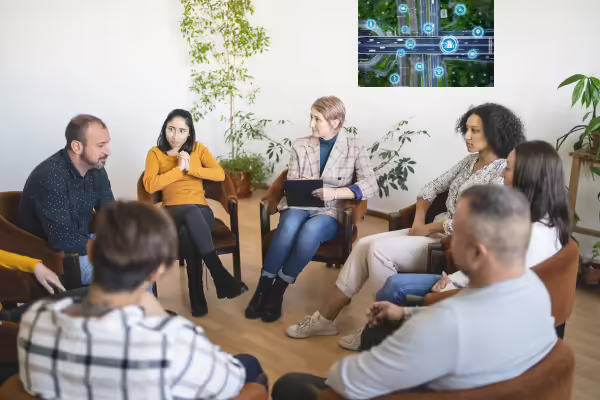 group of adults meeting in a circle