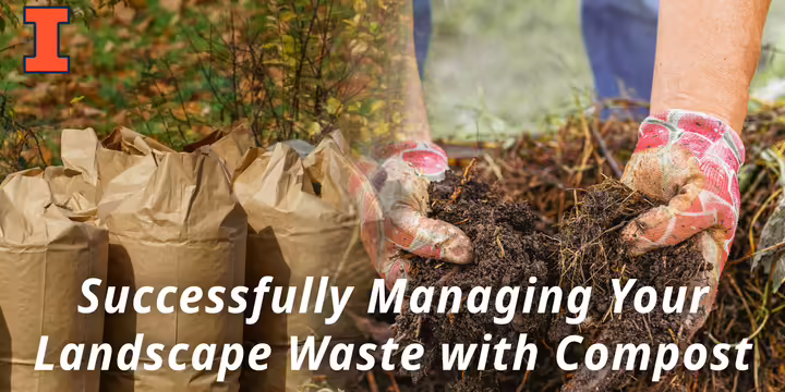 Yard waste bags with hands holding soil