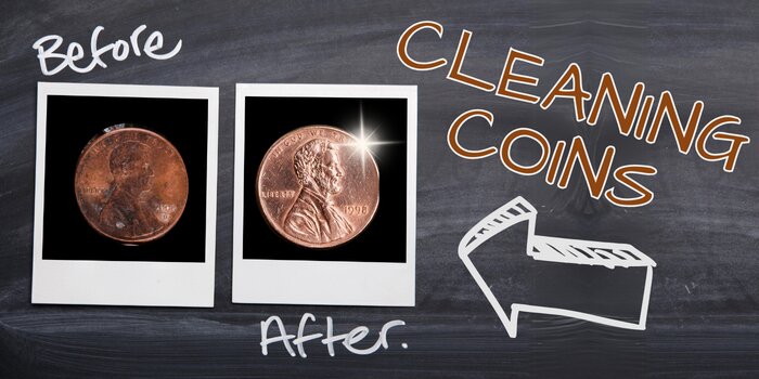 Image of dirty coin next to a clean coin