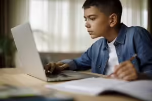 Middle school aged student doing homework