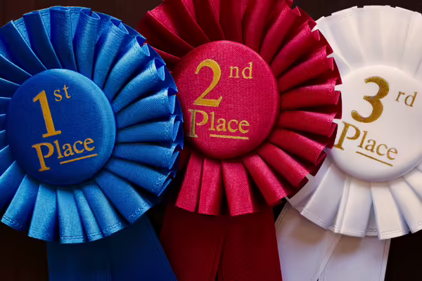 Pictures of Awards Ribbons with 1st, 2nd and 3rd place written on them