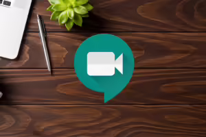 Desktop with Google Meet icon