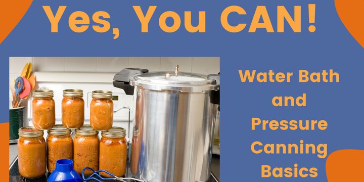 pressure canner and canning supplies along with jars of canned food on stovetop