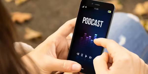 Podcast on a mobile phone