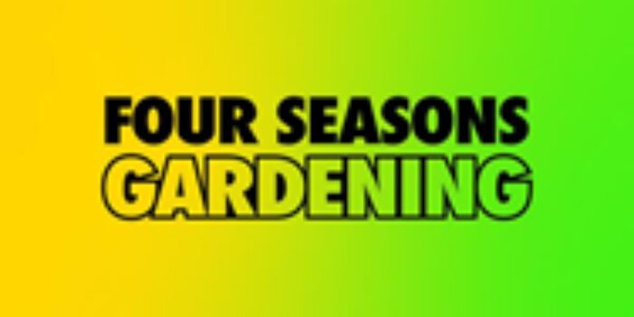 A yellow and green background with overlay text that reads four seasons.