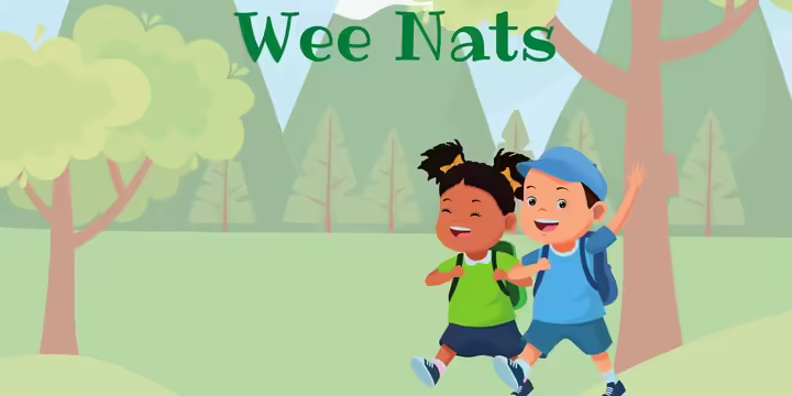 children hiking in nature