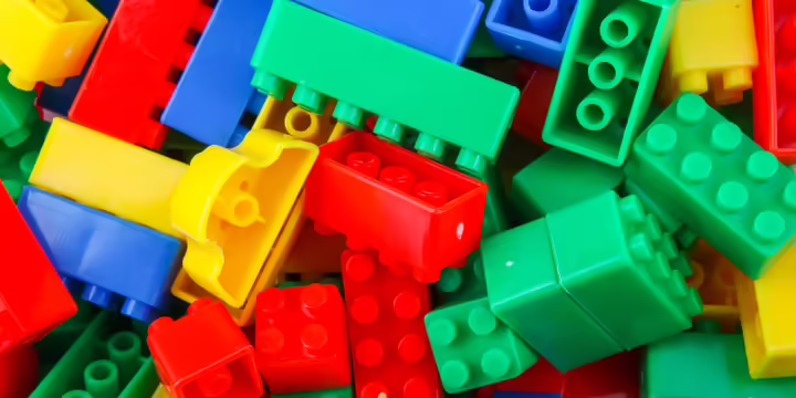 A pile of Lego building blocks.