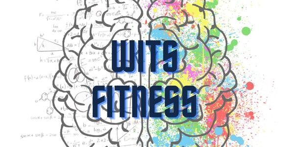 Text Wits Fitness over a drawing of a brain