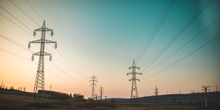 powerlines in sunset