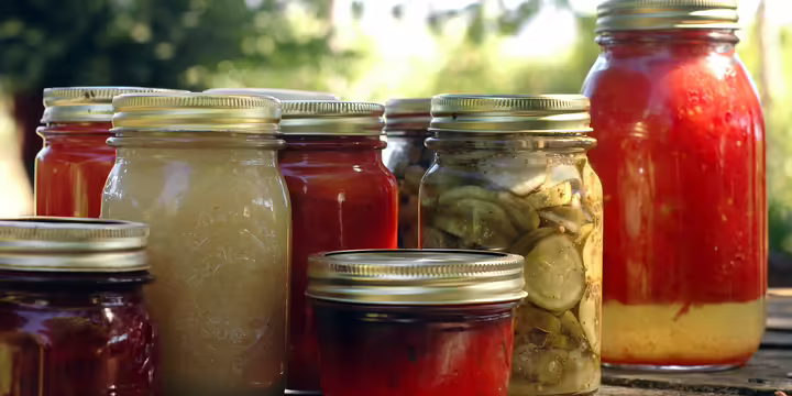 Home preserved jars of food