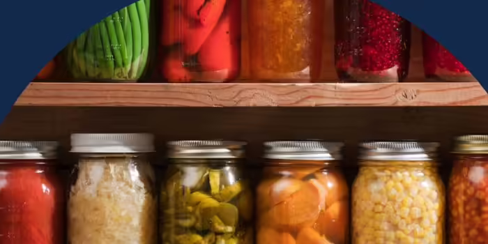 canned goods on a shelf
