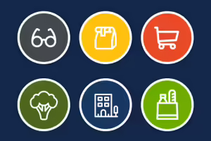 icons for stores, farmer market