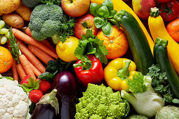 variety of fresh vegetables and fruits