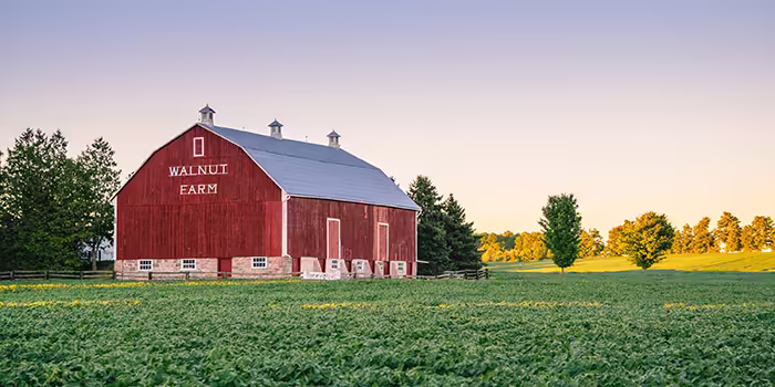 red barn in a field