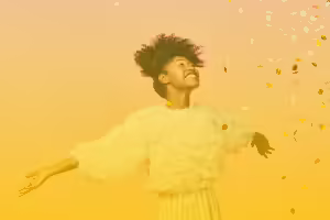 woman with outstretch hands joyful living