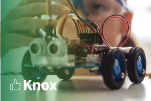 girl with a robotic car. text knox