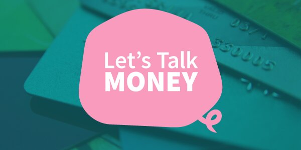Let's talk money graphic pink and teals