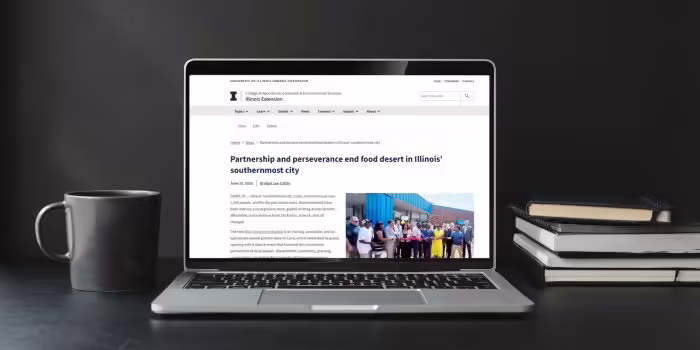 news article on a laptop monitor