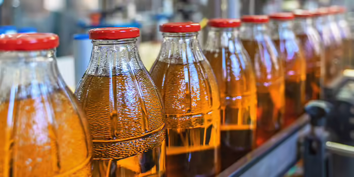 production line of commercially processed juice